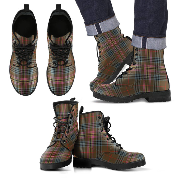 Kennedy Weathered Tartan Leather Boots Footwear Shoes