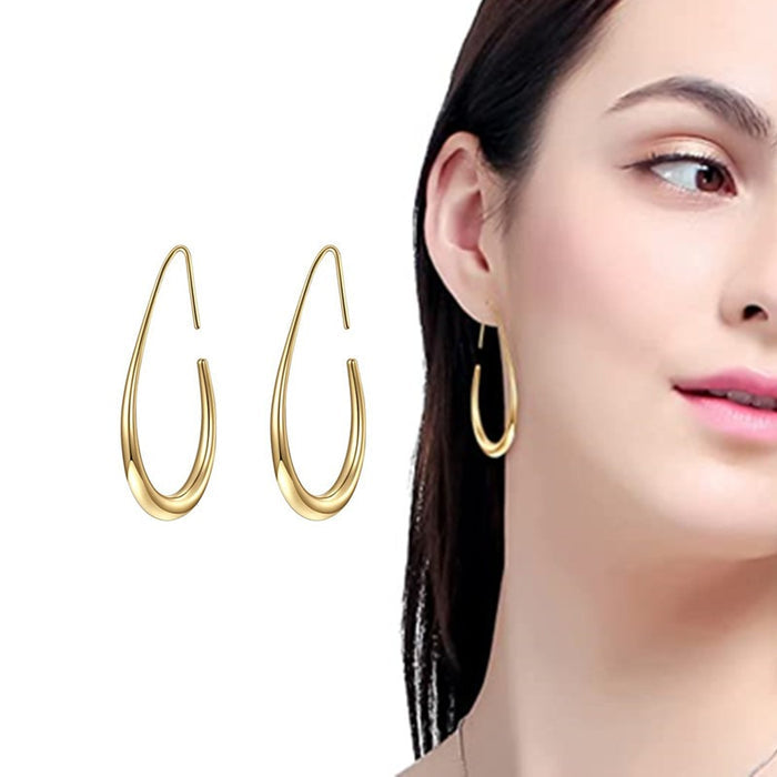 Large oval pull-through earrings with high polishing and personalized jewelry gift