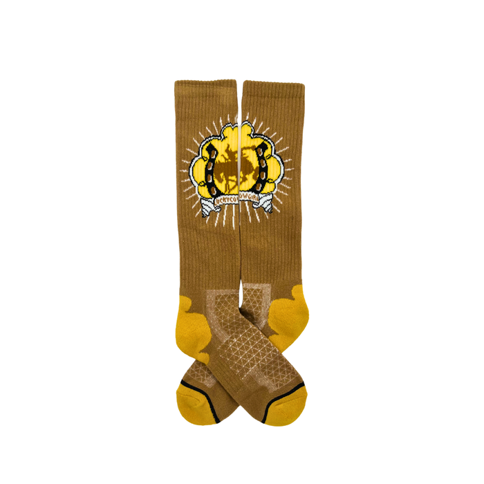 Lucky Bucking Cowgirl Tan Performance Boot Socks