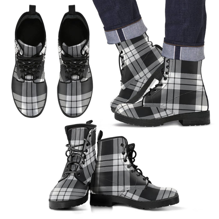 MacFarlane Black & White Ancient Tartan Leather Boots Footwear Shoes