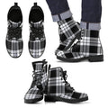 MacFarlane Black & White Tartan Leather Boots Footwear Shoes