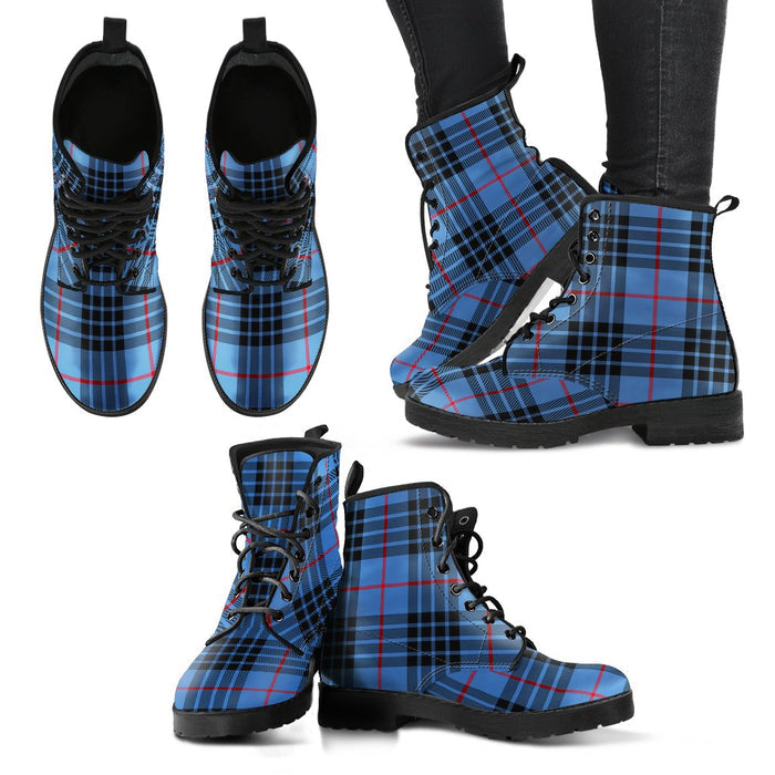 MacKay Blue Tartan Leather Boots