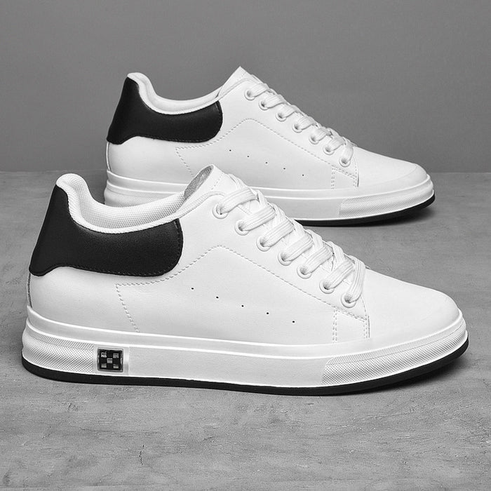 Men's Low-top Leather Sneakers with Thick Sole and Inner Height Increase