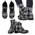 Menzies Black & White Modern Tartan Leather Boots Footwear Shoes