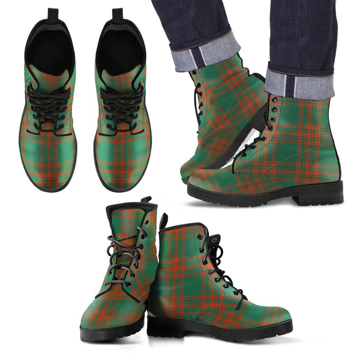 Menzies Green Ancient Tartan Leather Boots Footwear Shoes