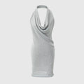 Metallic thread knitted halter dress
