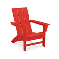 A red adirondack chair on a white background.