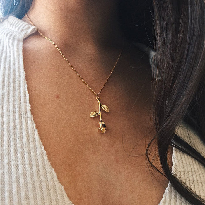 New Jewelry Exquisite Rose Pendant Necklace For Girlfriend Valentine's Day Gift