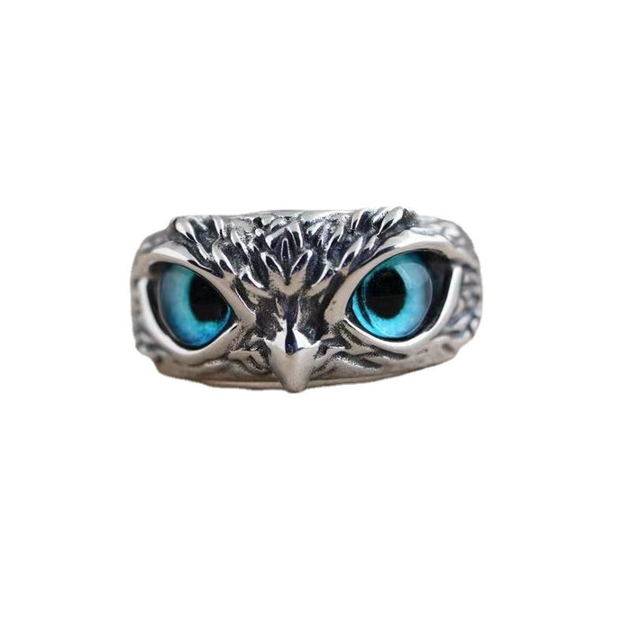 New Vintage Alloy Blue Eyes Owl Ring Adjustable Jewelry