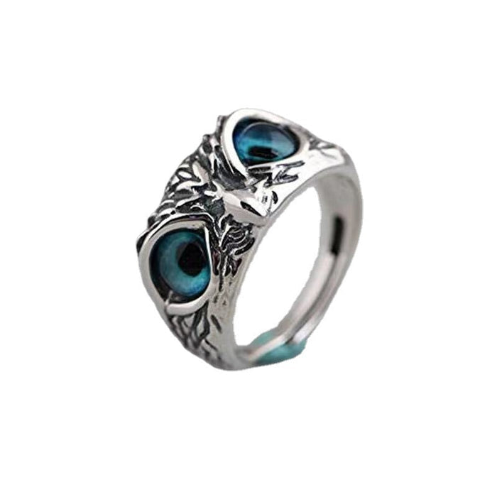 New Vintage Alloy Blue Eyes Owl Ring Adjustable Jewelry