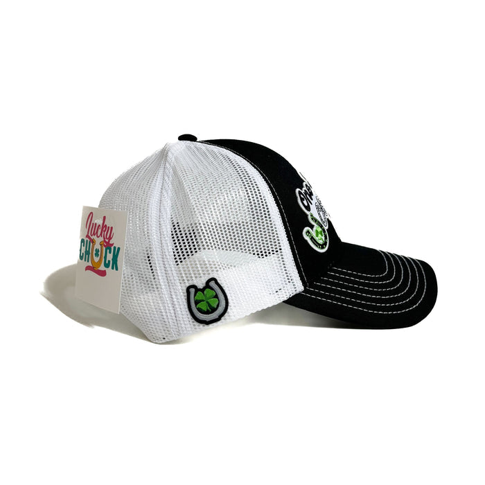 One Lucky Cowgirl Black & White Trucker Hat