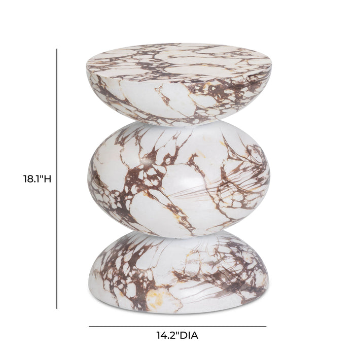 Pia Red Faux Marble Indoor/Outdoor Concrete Side Table