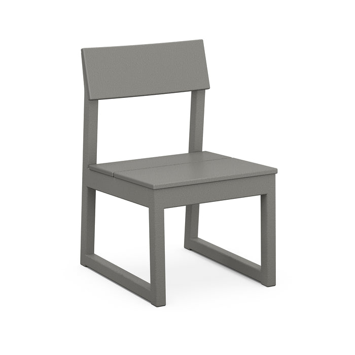 POLYWOOD EDGE Dining Chair in modern gray with a rectangular backrest, expertly crafted for durability and comfort in outdoor settings.