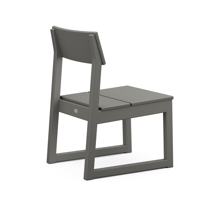 POLYWOOD EDGE Dining Chair with a gray flat seat, rectangular backrest, and sled legs, crafted for durability and modern style.