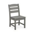 Gray POLYWOOD Lakeside Dining Chair featuring a slatted seat and back; weather-resistant, durable, with straight legs; ideal for outdoor dining.