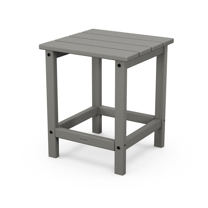 POLYWOOD Long Island 18" Side Table with slatted top and sturdy legs, ideal for weather-resistant use. Brand: POLYWOOD.