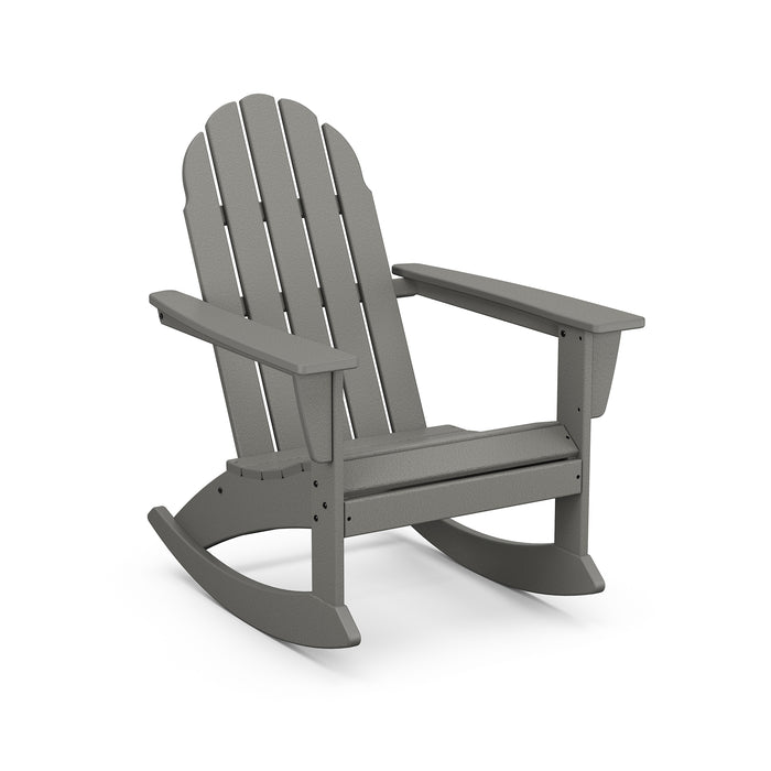POLYWOOD Vineyard Adirondack Rocking Chair with ergonomic design, slatted back, and wide armrests.