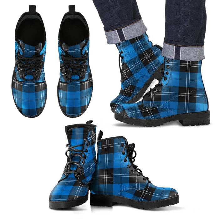 Ramsay Blue Ancient Tartan Leather Boots Footwear Shoes