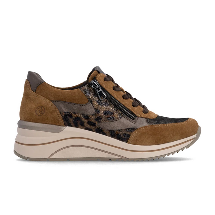 Remonte Eleni D0T23 Sneaker (Women) - Reh/Schwarz-Gold/Antique Athletic - Casual - Lace Up - The Heel Shoe Fitters