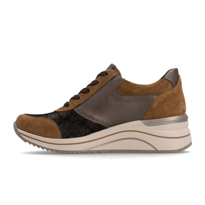Remonte Eleni D0T23 Sneaker (Women) - Reh/Schwarz-Gold/Antique Athletic - Casual - Lace Up - The Heel Shoe Fitters