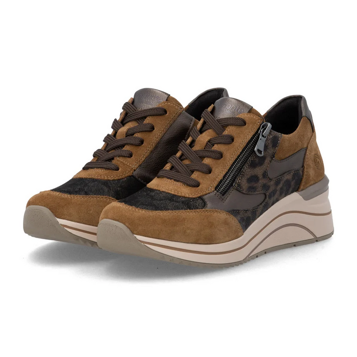 Remonte Eleni D0T23 Sneaker (Women) - Reh/Schwarz-Gold/Antique Athletic - Casual - Lace Up - The Heel Shoe Fitters