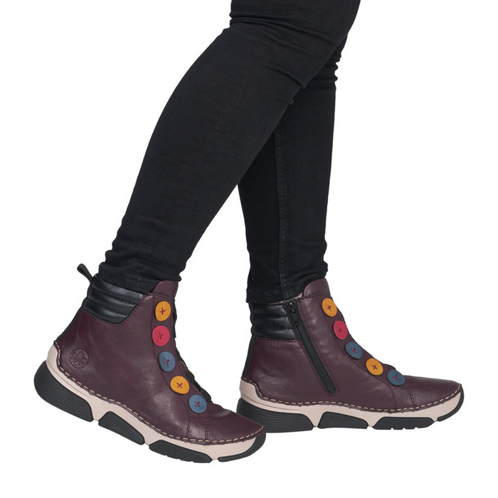 Rieker Angela 45977 Mid Sneaker (Women) - Brombeer/Royal/Honig Athletic - Casual - Slip On - The Heel Shoe Fitters
