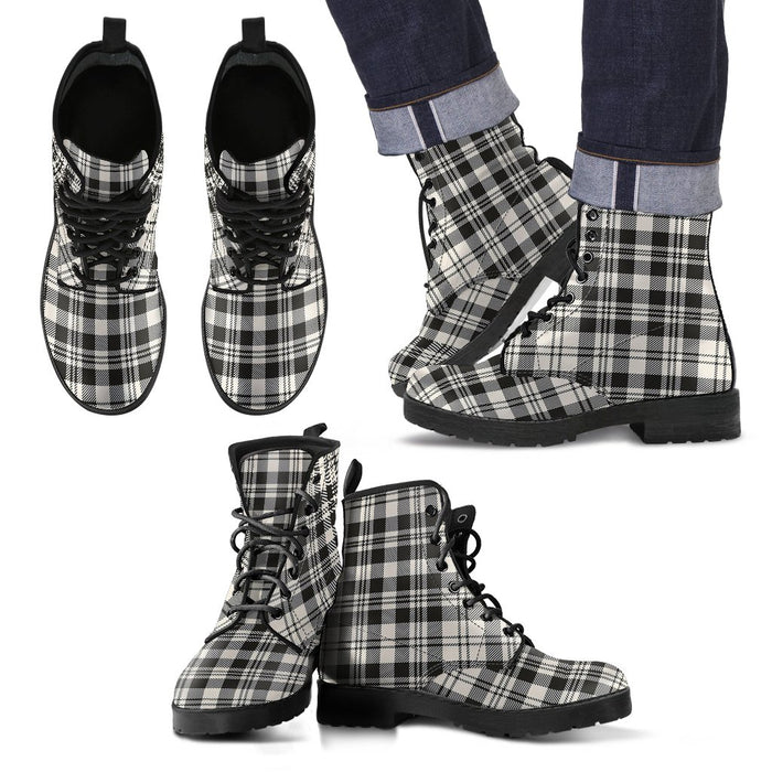 SCOTT BLACK & WHITE ANCIENT Tartan Leather Boots Footwear Shoes