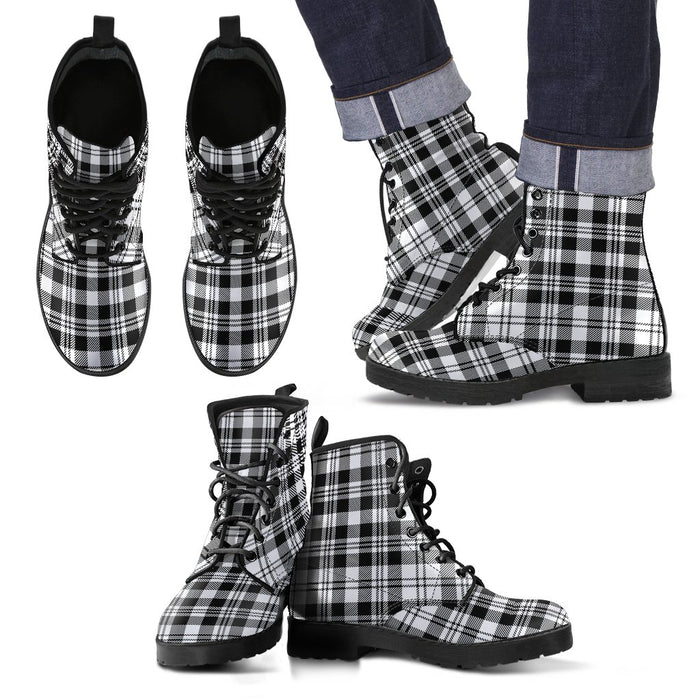 SCOTT BLACK & WHITE MODERN Tartan Leather Boots Footwear Shoes