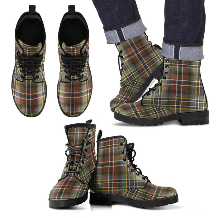 SCOTT GREEN WEATHERED Tartan Leather Boots Footwear Shoes