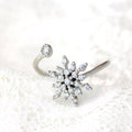 Snowflake Ring Statement Gold Plated Silver Micro-Set Rhinestone Jewelry