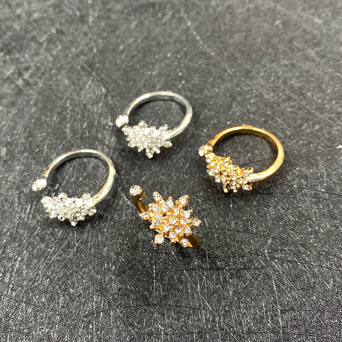 Snowflake Ring Statement Gold Plated Silver Micro-Set Rhinestone Jewelry