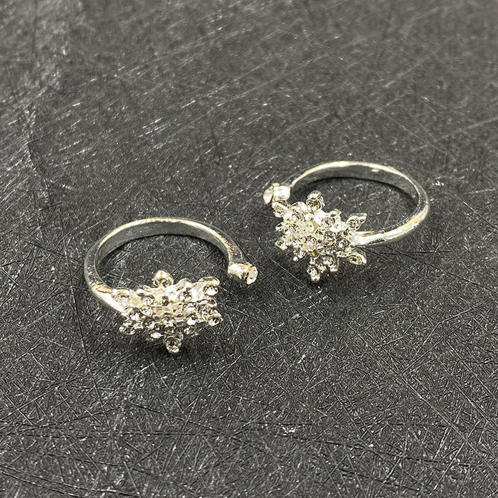 Snowflake Ring Statement Gold Plated Silver Micro-Set Rhinestone Jewelry