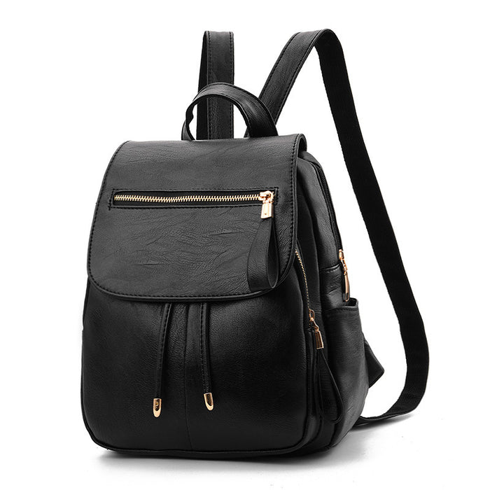 Soft leather backpack travel bag