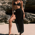 Solid Color Floral Wrap Bikini Swimwear Mesh Sexy Swimsuit Women's Split Beach Dress
