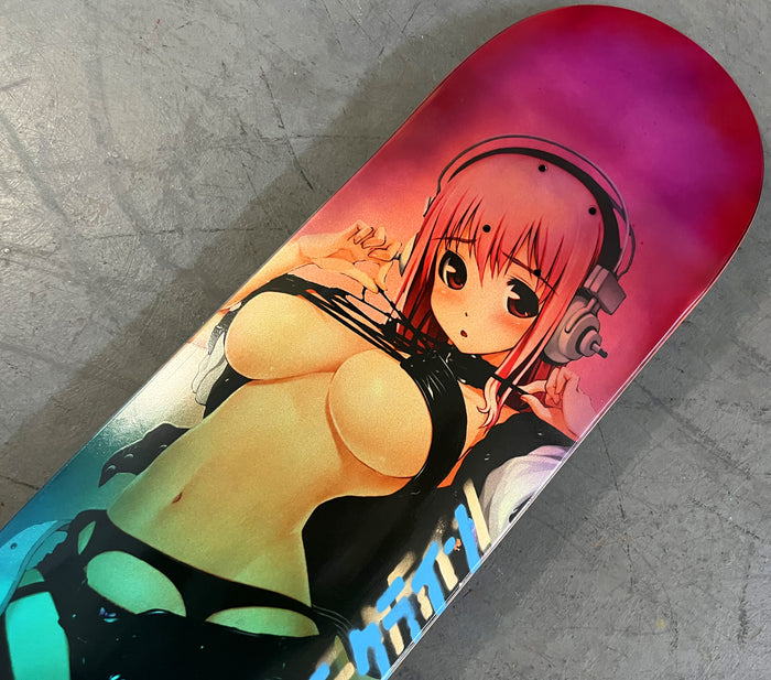 sonico 8.25 X 32.25 ANODIZED ORANGE/BLUE/PURPLE/AQUA MIXED PROCESS SIGNED 1 of 1