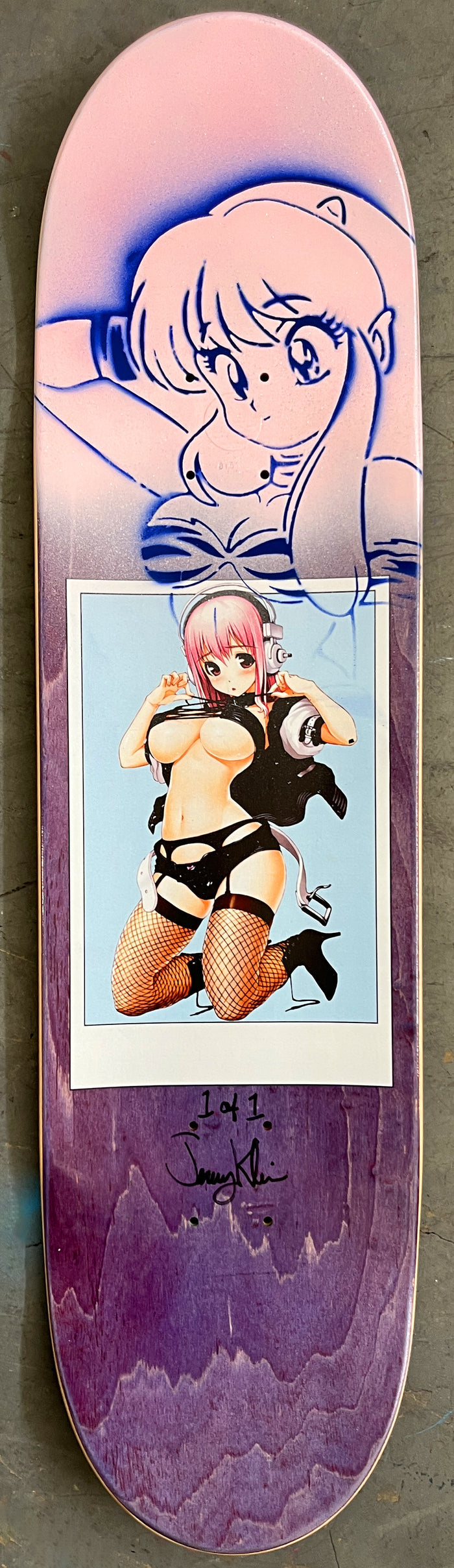 sonico 8.5 X 32.25 SPARKLE BLUE/PINK MIXED PROCESS SIGNED 1 of 1