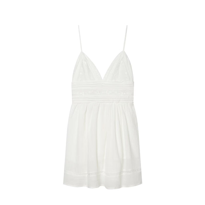Spicy girl embroidered suspender mini dress
