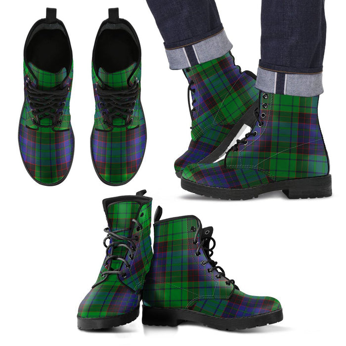 Stewart Old Modern Tartan Leather Boots Footwear Shoes