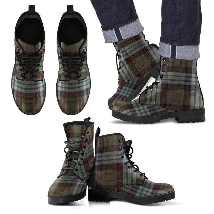 Stewart Old Weathered Tartan Leather Boots Footwear Shoes