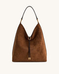 Suede Tote Bag for Women, Large Capacity Commute Crossbody Bucket Bag