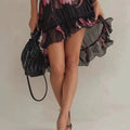 Summer New Women's Chiffon Printed Off-Shoulder Sexy Dress