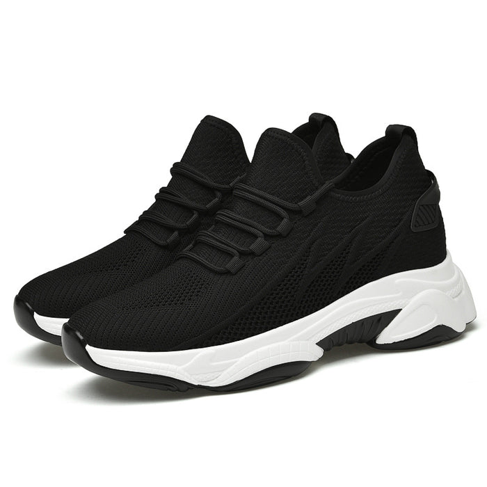 Tie-up Height-Increasing Shoes for Men, Breathable Mesh Casual Dad Shoes