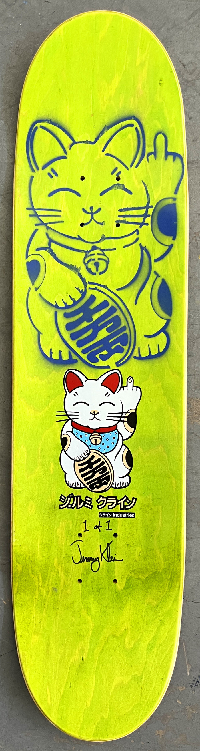 unlucky cat BLACK/YELLOW/BLUE/PURPLE/PINK 8.0 X 31.75 MIXED PROCESS 1 OF 1 SIGNED