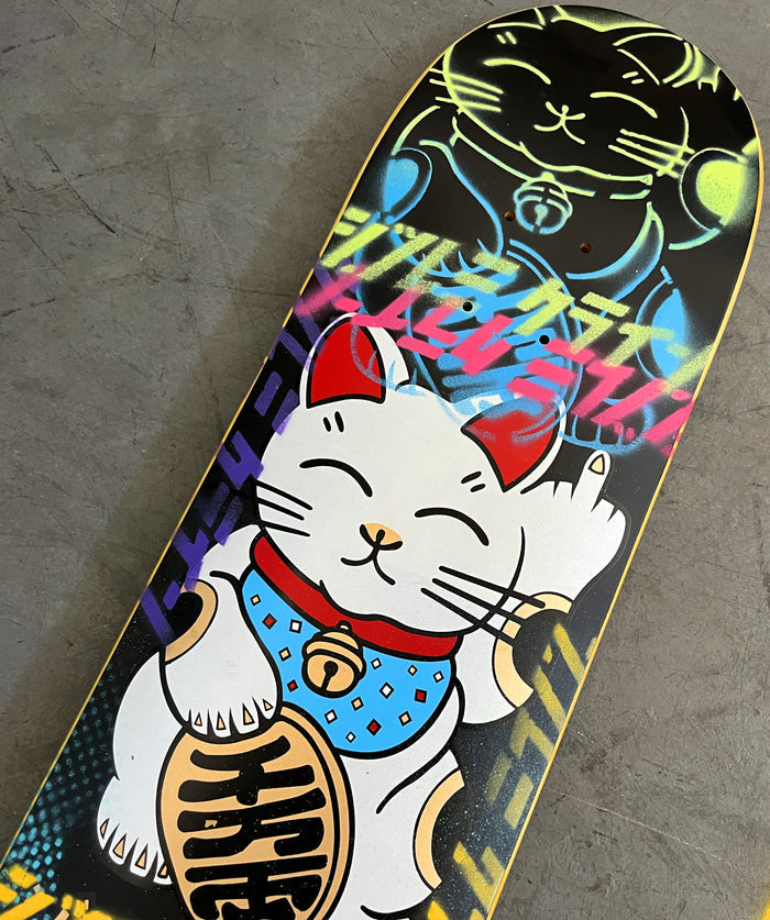 unlucky cat BLACK/YELLOW/BLUE/PURPLE/PINK 8.0 X 31.75 MIXED PROCESS 1 OF 1 SIGNED