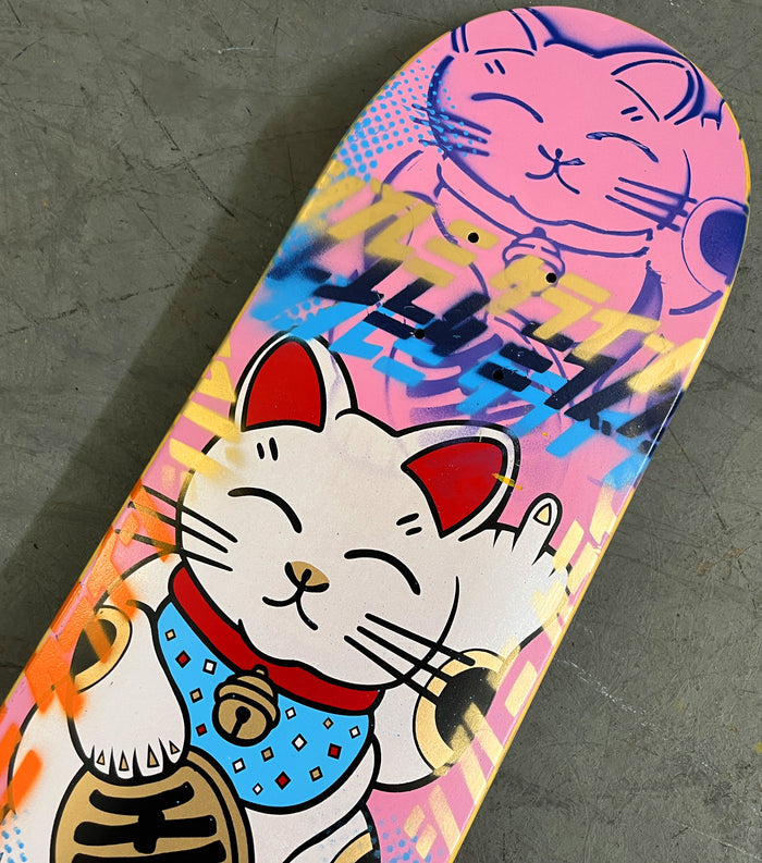 unlucky cat PINK/GOLD/NAVY 8.0 X 31.75 MIXED PROCESS 1 OF 1 SIGNED