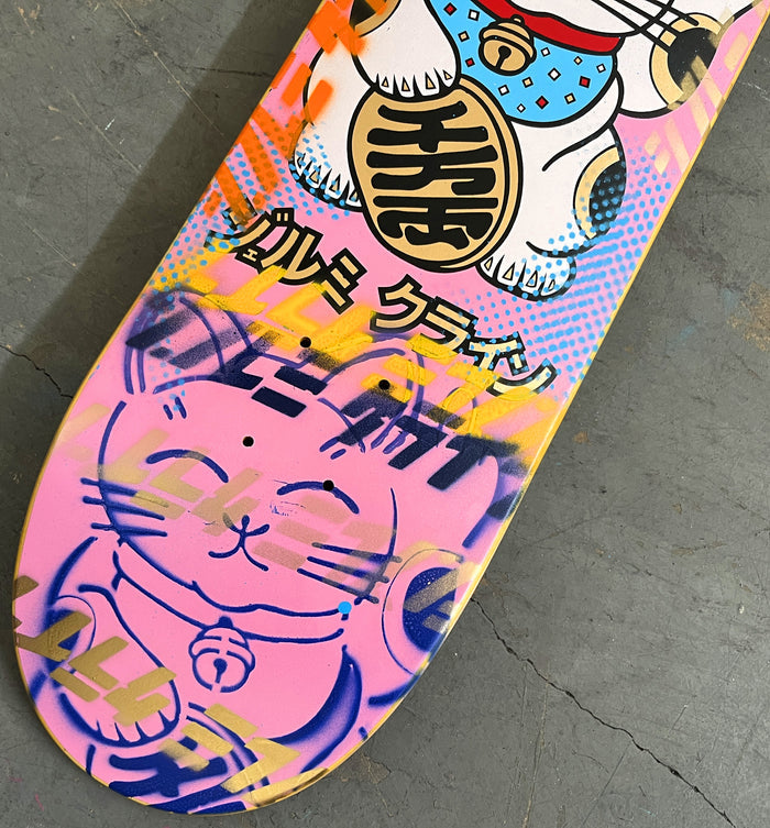 unlucky cat PINK/GOLD/NAVY 8.0 X 31.75 MIXED PROCESS 1 OF 1 SIGNED