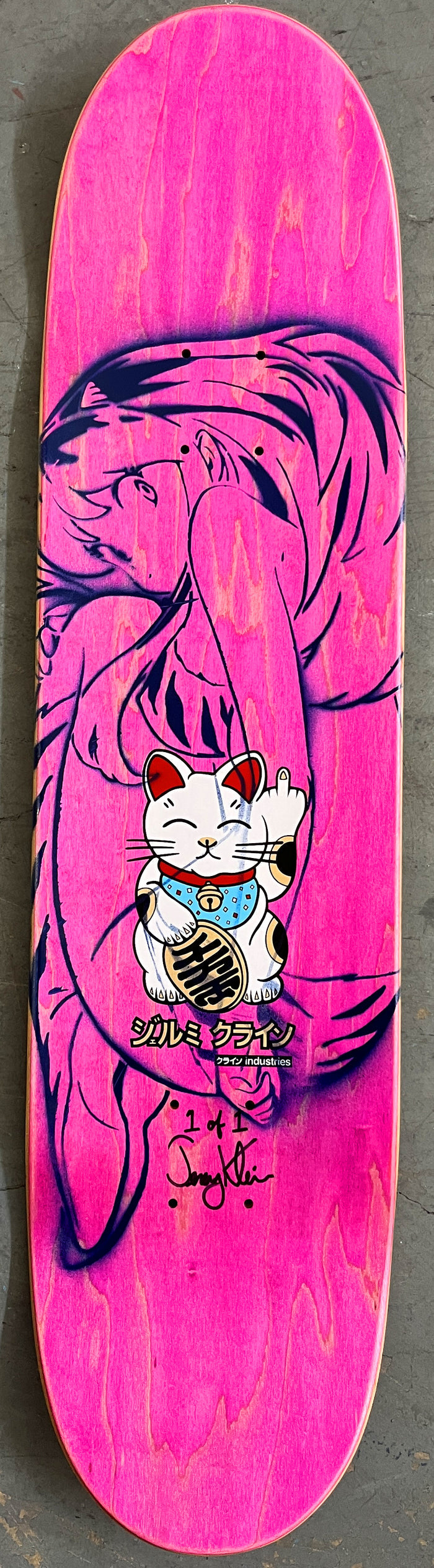 unlucky cat PINK/GOLD/NAVY 8.0 X 31.75 MIXED PROCESS 1 OF 1 SIGNED