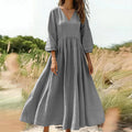 V-neck pleated dress