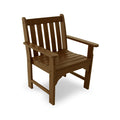 POLYWOOD Vineyard Garden Arm Chair in Teak finish, crafted for durability and weather-resistance, highlighting American-made quality craftsmanship.