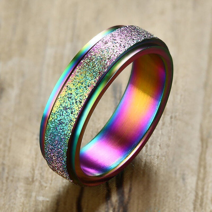 Vnox 6MM Stainless Steel Spinner Rings for Men Jewelry Sandblast Finished